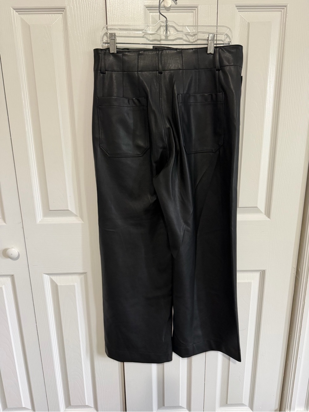 Anthropologie Maeve Wide Leg Faux Leather Pants Black Size 30 - Picture 3 of 4